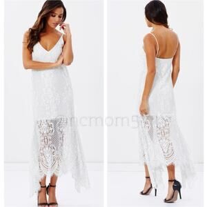 Shona Joy x Revolve White Lace Handkerchief Midi Dress